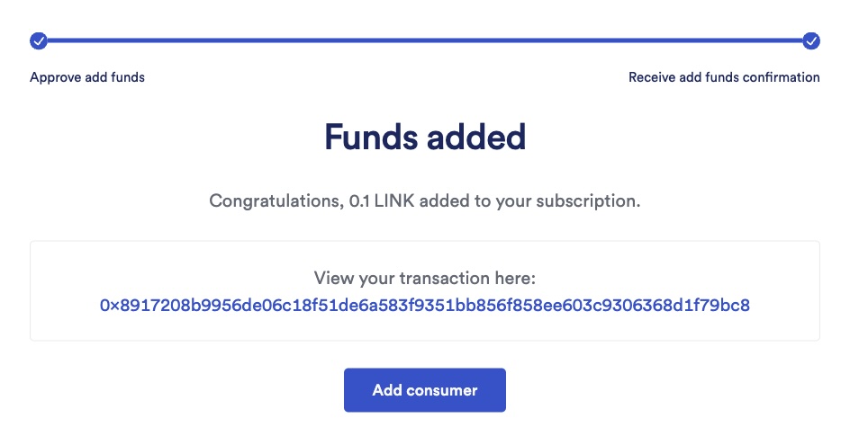 Chainlink Functions subscription add consumer